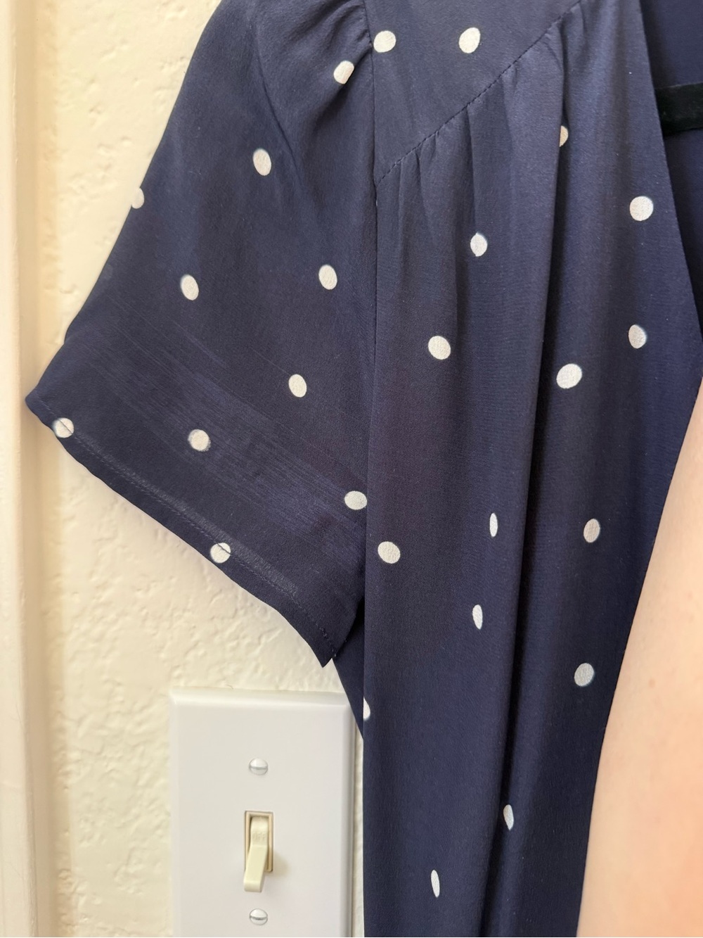 Sezane Anastasia Silk Wrap Dress Navy and White Polka Dot Mini Dress 38 - Picture 11 of 14